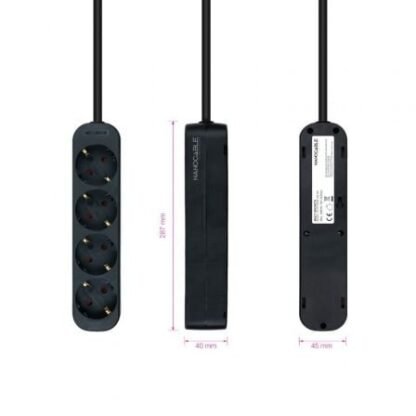 Regleta nanocable 10.37.0004-ns-bk/ 4 tomas de corriente/ cable 1.4m/ negra - Imagen 3