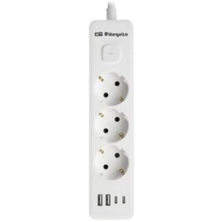 Regleta con interruptor orbegozo en 3100/ 3 tomas de corriente/ 2 usb/ 2 usb tipo-c/ cable 1.4m/ blanca