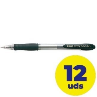 Caja de bolígrafos de tinta de aceite retráctil pilot super grip m/ 12 unidades/ negros