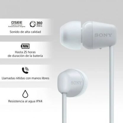 Auriculares inalámbrico intrauditivos sony wi-c100/ con micrófono/ bluetooth/ blancos - Imagen 4