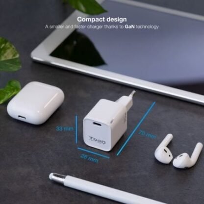 Cargador de pared gan tooq tqwc-ganpd30wt/ 1xusb tipo-c/ 30w - Imagen 3