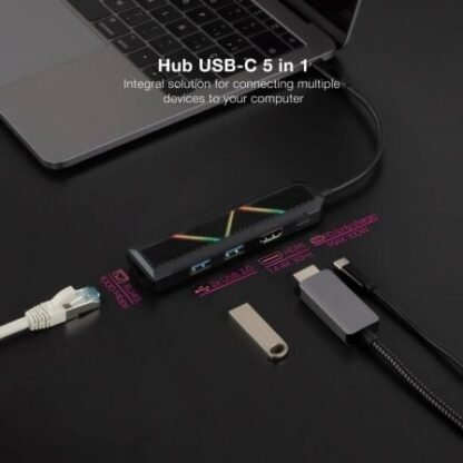 Docking usb tipo-c nanocable 10.16.0501/ 2xusb/ 1xusb tipo-c pd/ 1xhdmi/ 1xrj45/ negro - Imagen 3