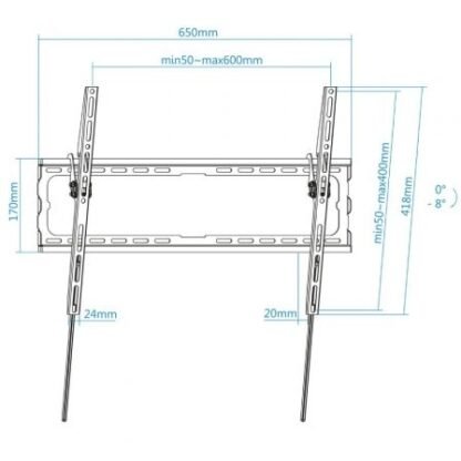 Soporte de pared fijo/ inclinable tooq lp1081t-b para tv de 37-80"/ hasta 45kg - Imagen 3