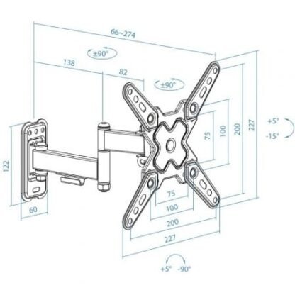 Soporte de pared extensible/ giratorio/ inclinable tooq lp1344tn-b para tv de 13-43"/ hasta 20kg - Imagen 5