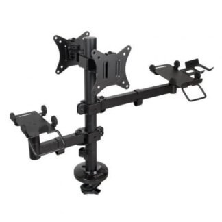 Soporte de mesa para 2 monitores, tpv, impresora, términal y lector tooq tqpm0002/ giratorio/ inclinable/ hasta 9kg