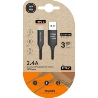 Cable usb 2.0 tipo-c tech one tech tec2003/ usb tipo-c macho - usb macho/ 1m/ negro