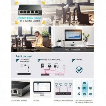 Switch tp-link easy smart tl-sg105e 5 puertos/ rj-45 10/100/1000 - Imagen 4