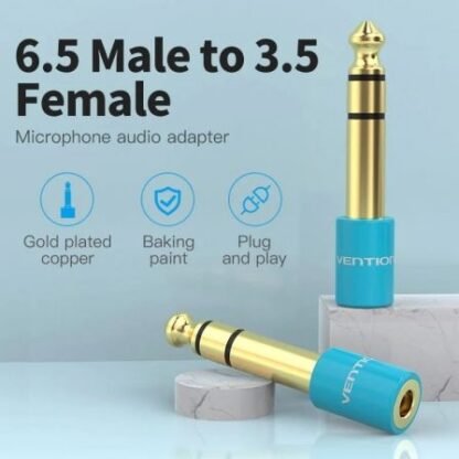 Adaptador jack vention vab-s01-l/ jack 6.5 macho - jack 3.5 hembra/ azul - Imagen 3