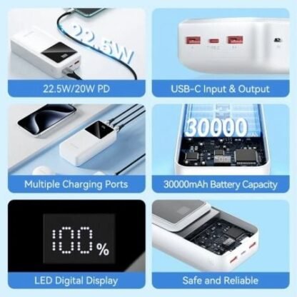 Powerbank 30000mah vention fhmb0/ 22.5w/ negra - Imagen 3