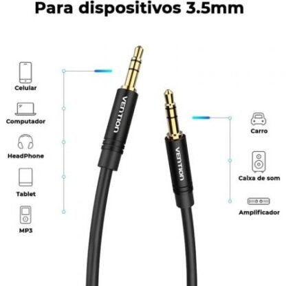 Cable estéreo vention bakbf/ jack 3.5 macho - jack 3.5 macho/ 1m/ negro - Imagen 3