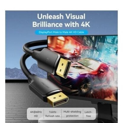 Cable displayport vention hakbg/ displayport macho - displayport 4k macho/ 1.5m/ negro - Imagen 2