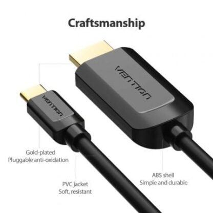 Cable conversor hdmi 1.4 4k vention cgubg/ usb tipo-c macho - hdmi macho/ 1.5m/ negro - Imagen 3