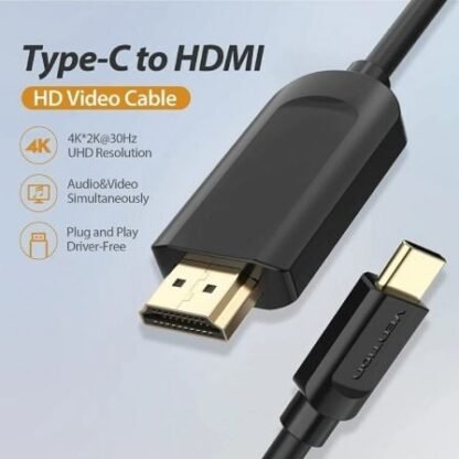 Cable conversor hdmi 1.4 4k vention cgubg/ usb tipo-c macho - hdmi macho/ 1.5m/ negro - Imagen 4