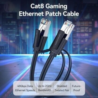 Cable de red rj45 sftp vention ikkbi cat.8/ 3m/ negro - Imagen 2