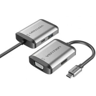Conversor vention tfahb/ 1xusb/ 1xhdmi/ 1xvga/ 1xusb tipo-c pd/ 15cm/ gris