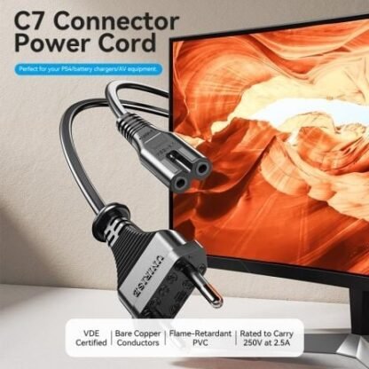 Cable alimentación forma 8 vention zclbac/ cee7/16 macho - c7 hembra/ 1.8m - Imagen 3