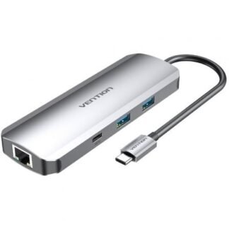 Docking usb tipo-c vention tomhb/ 1xhdmi/ 2xusb/ 1xusb tipo-c/ 1xusb tipo-c pd/ 1xrj45/ 1xlector tarjetas sd y microsd/ jack
