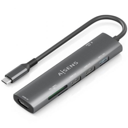 Docking usb tipo-c aisens asuc-7p025-gr/ 1xhdmi/ 3xusb/ 1xusb tipo-c pd/ 1xlector tarjetas/ gris