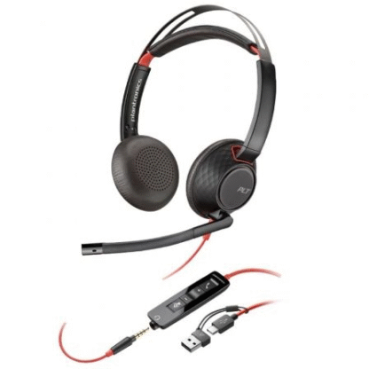 Auriculares poly blackwire 5220 usb-c + 3.5 mm + adaptador usb-c/a/ con micrófono/ jack 3.5 - usb tipo-c/ bulk/ negros