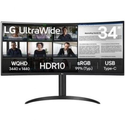 Monitor profesional ultrapanorámico curvo lg 34wr55qk-b 34"/ wqhd/ regulable en altura/ negro - Imagen 2