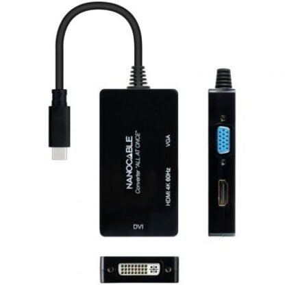 Conversor nanocable 10.16.4301-all/ usb tipo-c macho - hdmi hembra - dvi-i hembra - vga hembra/ 20cm/ negro - Imagen 3