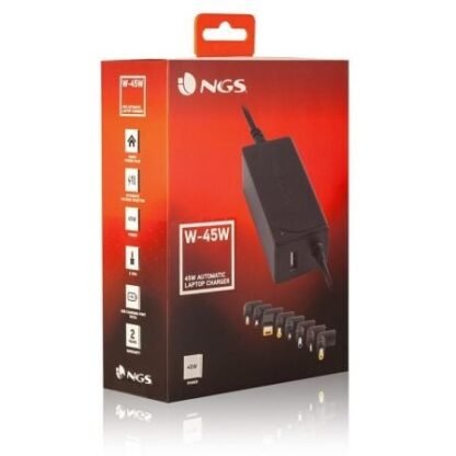 Cargador de portátil ngs w-45w/ 45w/ automático/ 8 conectores/ voltaje 19-20v/ 1 usb - Imagen 3