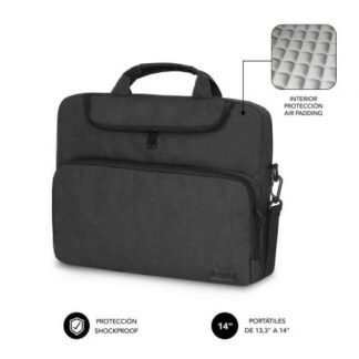Maletín subblim air padding para portátiles hasta 14"/ gris oscuro