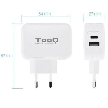 Cargador de pared tooq tqwc-2sc02wt/ 1xusb tipo-c/ 1x usb/ 27w - Imagen 3