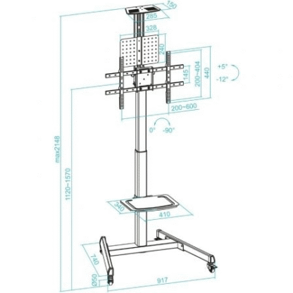 Soporte de suelo inclinable con ruedas tooq fs1184m-b para tv de 35-70"/ hasta 70kg - Imagen 4