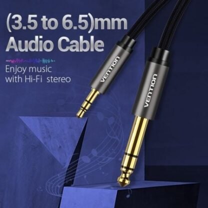 Cable estéreo vention baihf/ jack 6.5 macho - jack 3.5 macho/ 1m/ gris - Imagen 2