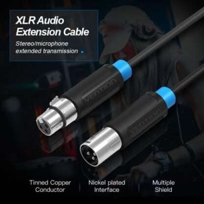 Cable estéreo vention bbfbh/ xlr macho - xlr hembra/ 2m/ negro - Imagen 2