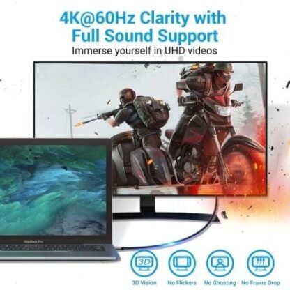 Cable conversor hdmi 2.0 4k vention crbbg/ usb tipo-c macho - hdmi macho/ 1.5m/ negro - Imagen 3