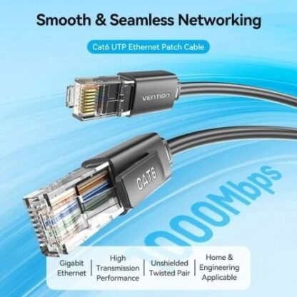 Cable de red rj45 utp vention ibrbh cat.6/ 2m/ negro - Imagen 2