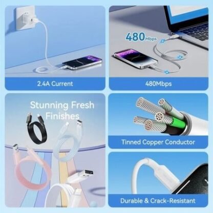 Cable usb 2.0 lightning vention lamsh/ usb macho - lightning macho/ 480mbps/ 2m/ azul - Imagen 3