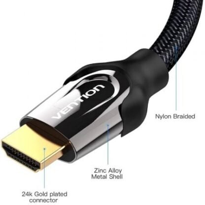 Cable hdmi 2.0 4k vention vaa-b05-b1000/ hdmi macho - hdmi macho/ 10m/ negro - Imagen 4