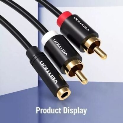Cable estéreo vention vab-r01-b200/ jack 3.5 hembra - 2x rca macho/ 2m/ negro - Imagen 2