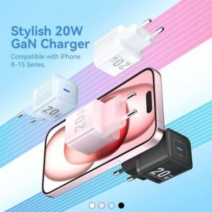 Cargador de pared gan vention fepl0-eu/ 1xusb tipo-c/ 20w - Imagen 2