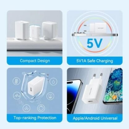 Cargador de pared vention psd15-5w-0501000eu/ 1xusb/ 5w - Imagen 3