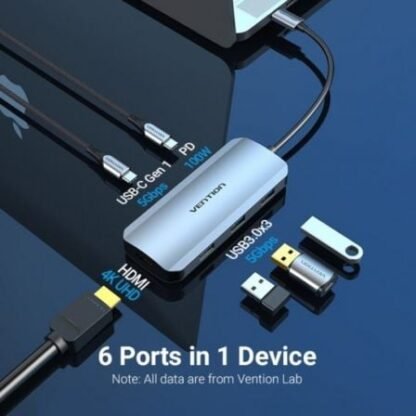 Docking usb tipo-c vention tofhb/ 1xhdmi/ 3xusb/ 1xusb tipo-c/ 1xusb tipo-c pd - Imagen 2