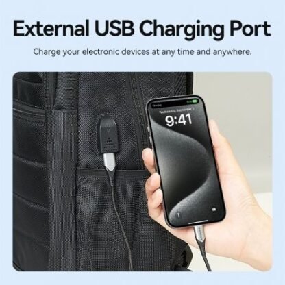Mochila vention krkb0 para portátiles hasta 17"/ impermeable/ puerto usb/ antirrobo/ negra - Imagen 5
