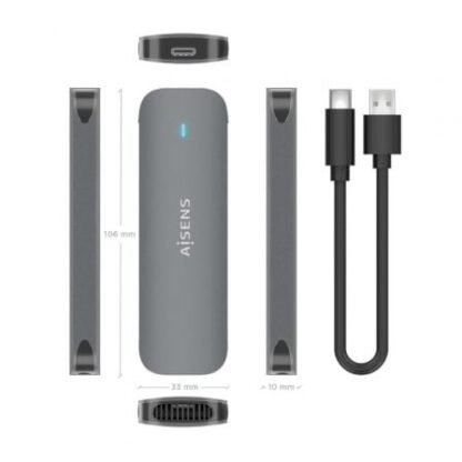 Caja externa para disco ssd m.2 sata aisens asm2-006gry/ usb 3.1/ sin tornillos - Imagen 4