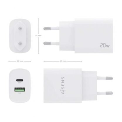 Cargador de pared aisens a110-0754/ 1xusb tipo-c/ 1xusb/ 20w - Imagen 4