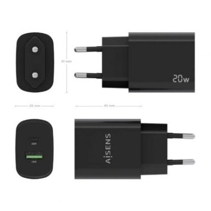 Cargador de pared aisens a110-0755/ 1xusb tipo-c/ 1xusb/ 20w - Imagen 4