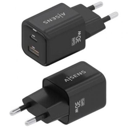 Cargador de pared gan aisens asch-30w2p021-bk/ 1xusb tipo-c/ 1xusb/ 30w - Imagen 2
