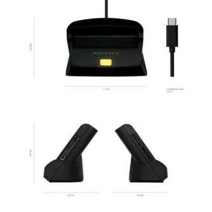 Lector de dni y tarjetas aisens ascr-sn04csd-bk/ usb tipo-c/ negro - Imagen 4