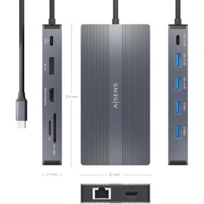 Docking usb tipo-c aisens asuc-12p017-gr/ 2xhdmi/ 4xusb/ 1xusb tipo-c/ 1xrj45/ 1xdisplayport/ 1xlector tarjetas/ 1xusb tipo-c - Imagen 3