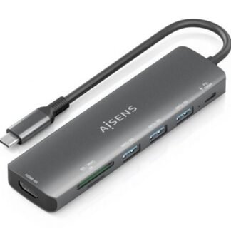 Docking usb tipo-c aisens asuc-7p025-gr/ 1xhdmi/ 3xusb/ 1xusb tipo-c pd/ 1xlector tarjetas/ gris