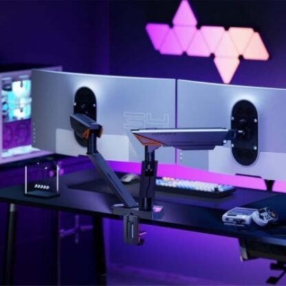 Soporte de mesa gaming para monitor aisens dt38tsrrgb-349/ giratorio/ inclinable/ hasta 16kg/ con iluminación rgb - Imagen 4