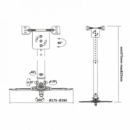 Soporte de techo para proyector aisens cp02tsre-051/ giratorio-inclinable-extensible/ hasta 20kg - Imagen 5