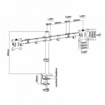 Soporte de mesa para 2 monitores aisens dt32tsr-041/ giratorio/ inclinable/ hasta 8kg - Imagen 4